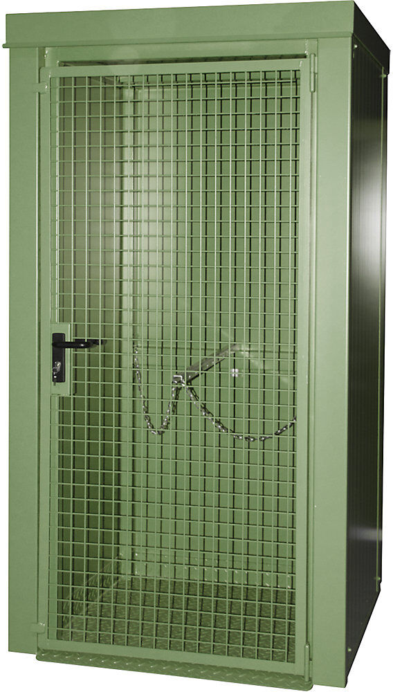 Gasflaschencontainer, feuerbeständig, für 9 Flaschen mit Ø 230 mm, grün eurokraft pro
