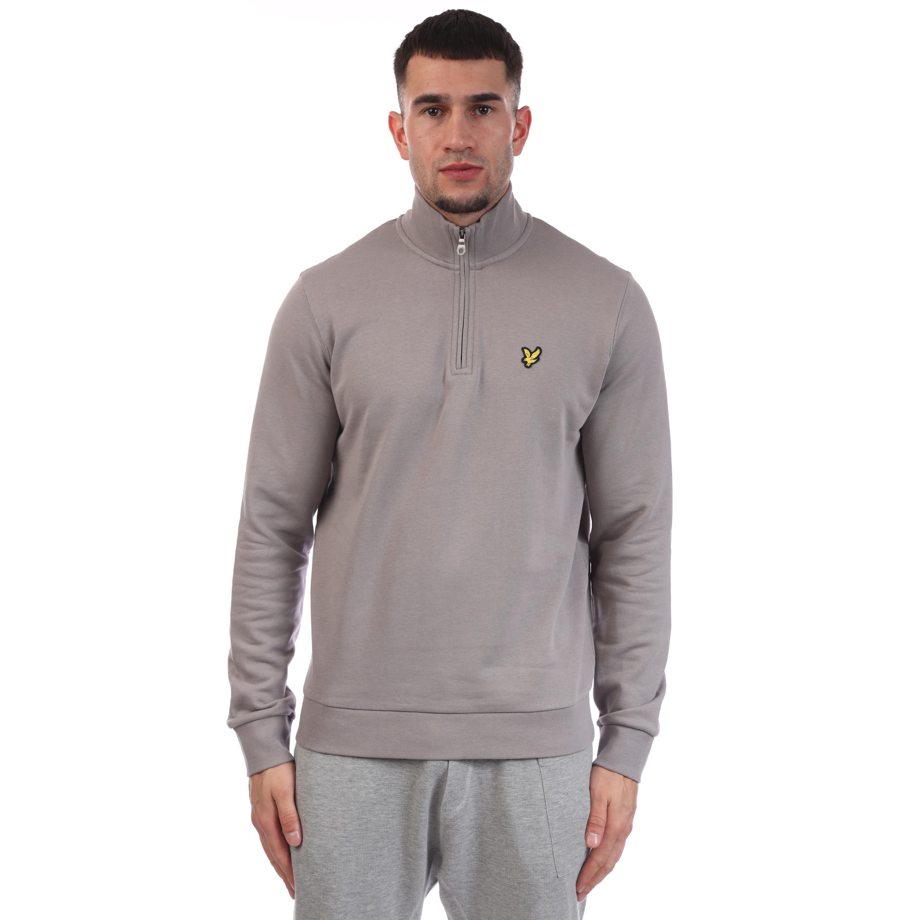 Lyle & Scott - mit kurzem Reißverschluss Sweatshirt für Herren Loopback (Hellgrau)
