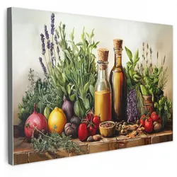 LEINWANDBILD Stilleben - Kräuter - Gewürze - Früchte - Farbenfroh Deko Schlafzimmer 30x20 cm