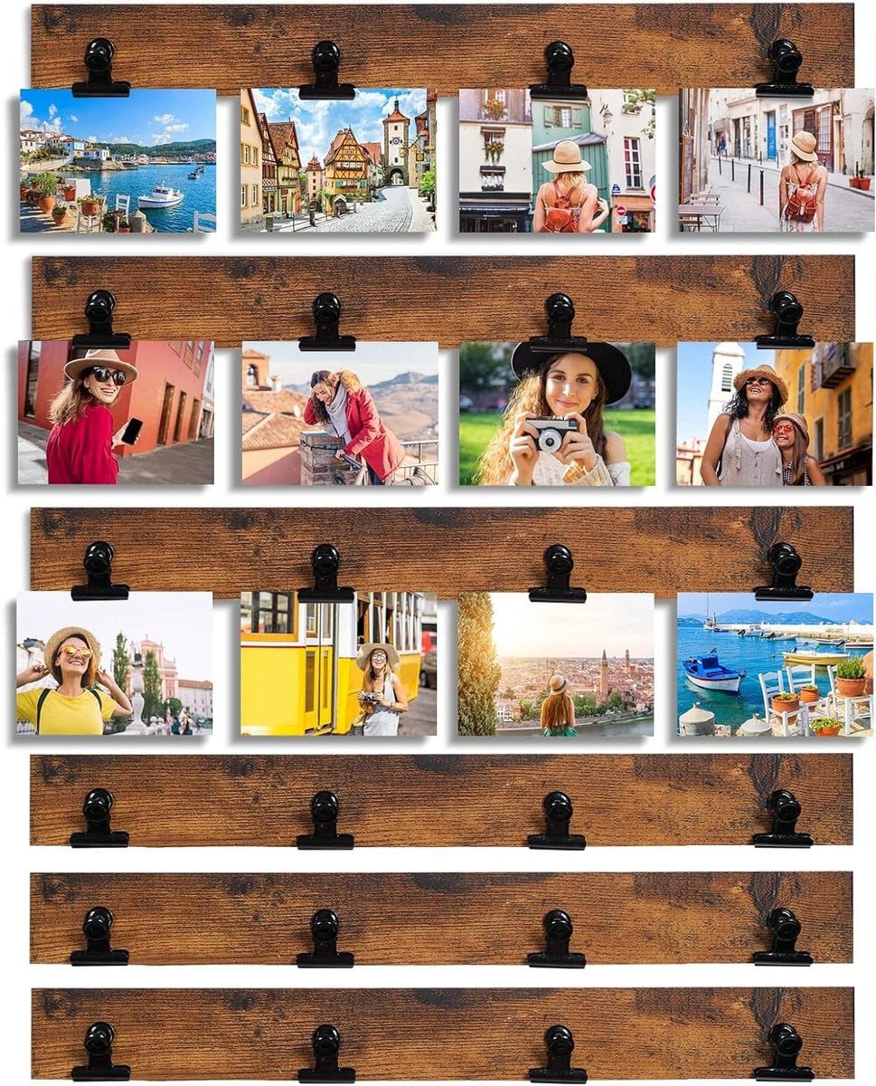 Houten Fotolijst Set Bruin - 6 Stuks Muur Decoratie voor het Tonen van Foto's