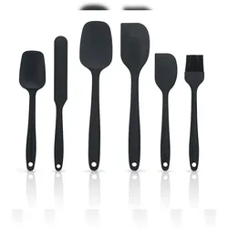 Intirilife 6-teiliges Silikon Spatel Set in Schwarz - Antihaft Silikon Spatel Set Backutensilien zum Kochen Backen Rühren Anrichten Hitzebeständig