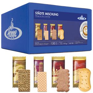 Hoppe Kekse Städte Mischung, 4 Sorten, einzeln verpackt, laktosefrei&vegan, 910g, 150 Stück