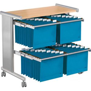 Kerkmann Hängemappenwagen 3532 Pragma, für 200 Mappen A4, silber / buche