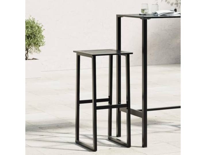 ZQQLVOO Barhocker 2 STK. Schwarz 38x38x80 cm Pulverbeschichteter Stahl 2er Set, pulverbeschichteter Stahl, rostbeständig, Fußstützen, Küche, Esszimmer, Wohnzimmer, Garten, Balkon, Terrasse, 110