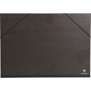 Clairefontaine Zeichenmappe 44500C Kraft, schwarz, 50 x 70cm, B2, Karton, Gummizug