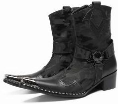 LightInthebox Men's Genuine Leather Music Festival Boots, Fashionable and Comfortable for Outdoor Concerts