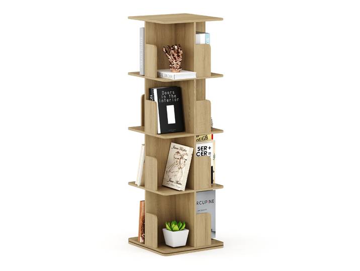 Bücherregal Drehregal CATO mit 16 Fächer 40 x 128 cm braun