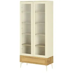 Vitrine   ¦ beige ¦ Maße (cm): B: 90 H: 197 T: 40.0