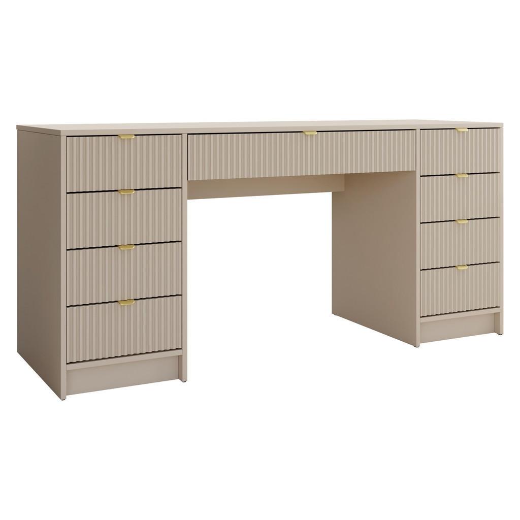 Mirjan24 Schreibtisch, Sand, Holzwerkstoff, 9 Schubladen, Rechteckig,Rechteckig, 154x76x55 cm, Arbeitszimmer, Schreibtische, Bürotische