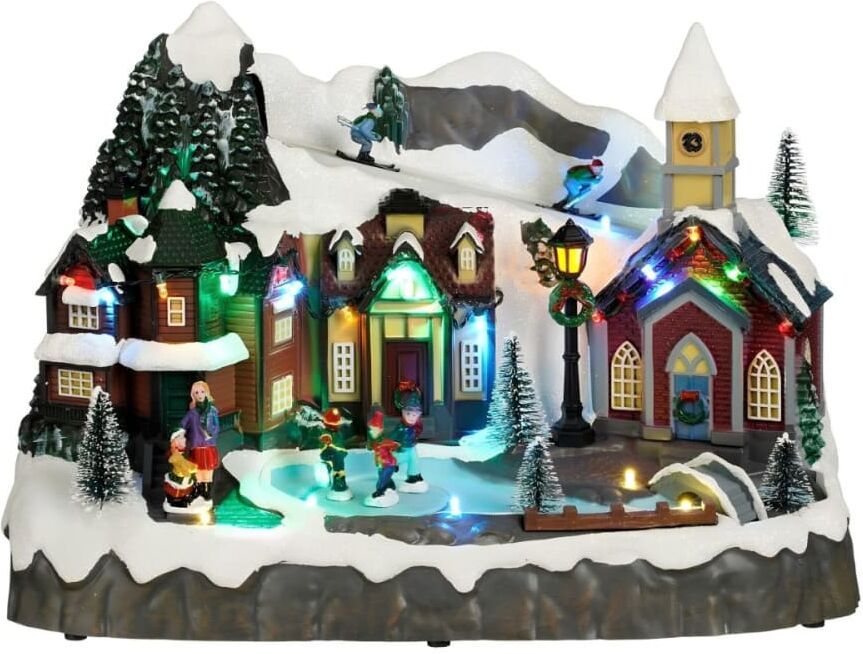 LuVille Village de noël blanc plastique h24xl18xl34cm Blanc 34x24x18cm
