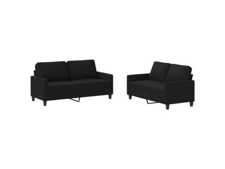GHVBNMF 2-tlg. Sofagarnitur mit Kissen Schwarz Polstersofa Set Bequeme Couches mit weichen Kissen und robustem Metallgestell für Wohnzimmer und Gästezimmer.