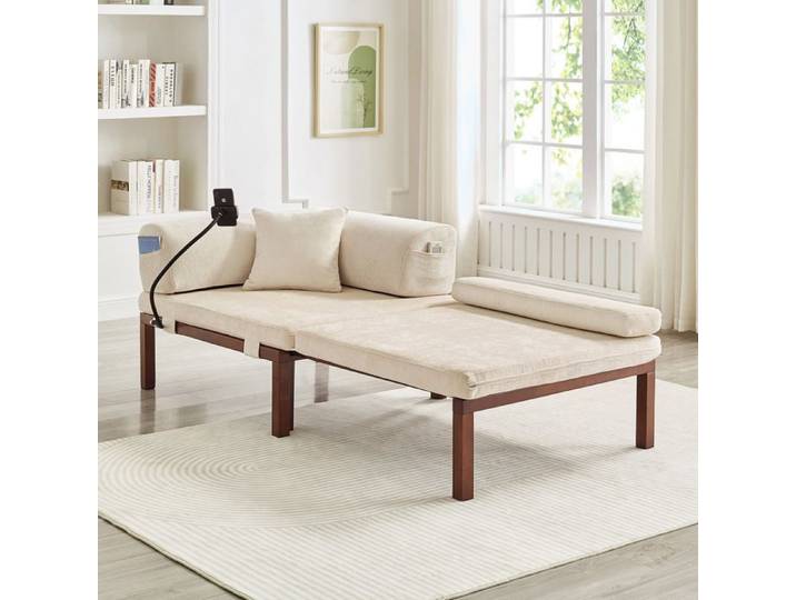 Canapé-lit pliant en bois massif 176x81x64 cm Beige Velours canapé convertible salon moderne confort maison et usage quotidien