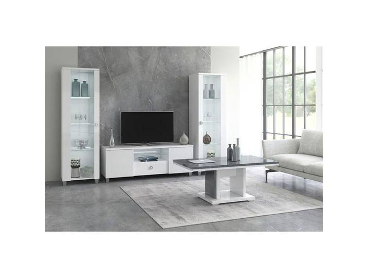 MARIKA - Ensemble Salon Blanc et Effet Pierre avec Leds