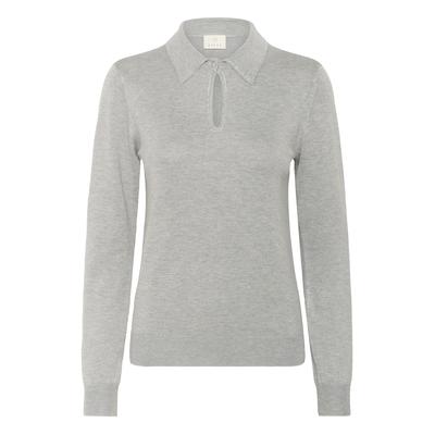 Strickpullover KAFFE "Damen Strickpullover KAjada", Damen, Gr. S, grau (grau melange), Obermaterial: 80% Viskose CV. 20% Nylon NY., Pullover Strickpullover