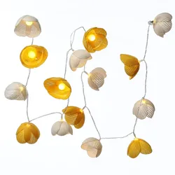 MARELIDA LED Lichterkette Blumen Blumengirlande 15 weiße/gelbe Blüten Timer L: 1,4m Außen