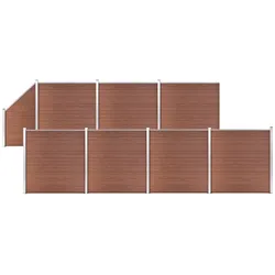 vidaXL WPC Zaun-Set 7 Quadrate + 1 Schräge 1311x186 cm Braun