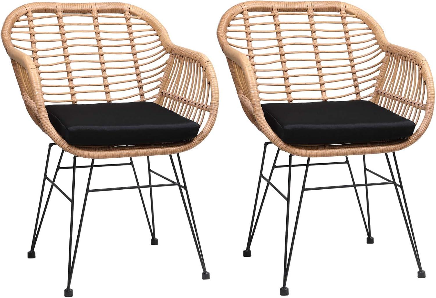 Gartenstuhl - Gartenbank - Balkonstuhl - Esstischstuhl - Rattanstuhl - Set aus 2 Stück - Wetterbeständiges Polyrattan
