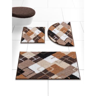Badematte GRUND Gr. 6, braun (natur, gemustert), halbrund (50cm x 80cm ), Badematten, Badematte
