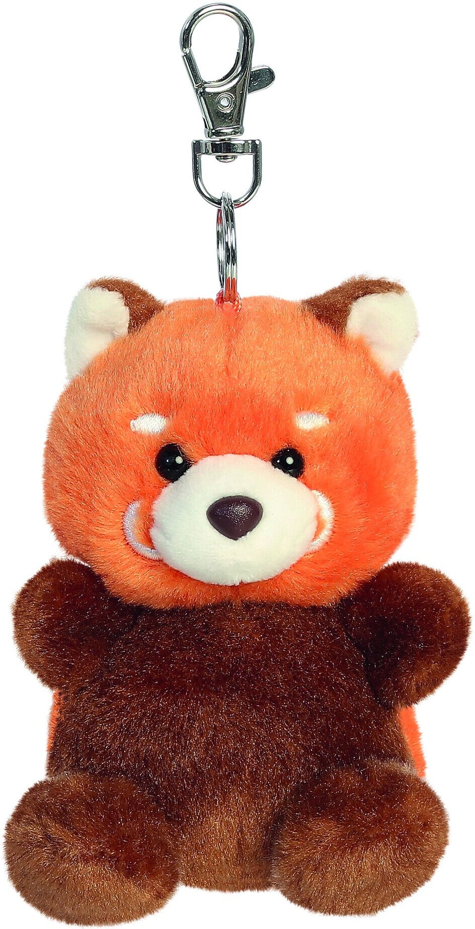Palm Pals Rei Red Panda Clip-On 4in Plush Keyring for Kids, Aurora World, 4 inch, russet-orange