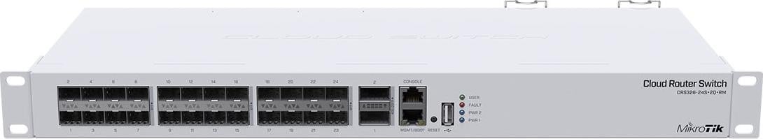 MikroTik CRS326-24S+2Q+RM beheerde L3 netwerkswitch wit 1U