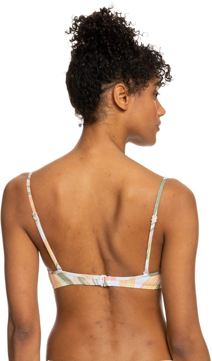 Bandeau-Bikini-Top ROXY "Printed Beach Classics", Damen, Gr. XS, weiss (hellweiß subtly salty flat), Obermaterial: 87% Nylon, 13% Elasthan., Bikini-Oberteile Bandeau-Bikini-Top hellweiß subtly salty flat XS
