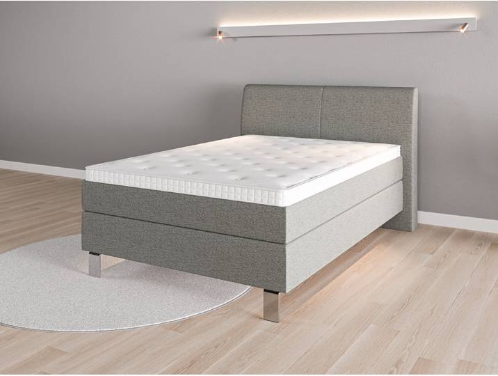 Boxspringbett 140x200 Nr. 1 - Grau (Staubgrau) - Feiner Strukturstoff