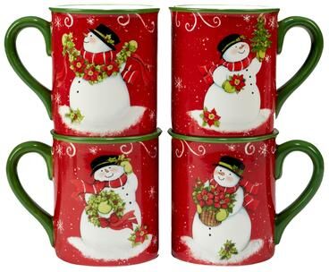 Certified International Holiday Magic Snowman 16 oz. Mugs, Set of 4