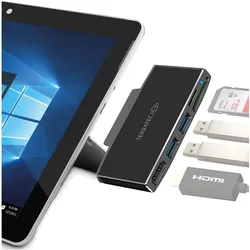 Terratec Connect Go1 (Docking Port, 2 Ports), Dockingstation + USB Hub, Schwarz