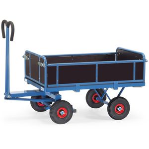Fetra Handwagen 6453L, mit 4 Bordwänden, Luftbereifung, Tragkraft 750kg, 1200 x 800mm