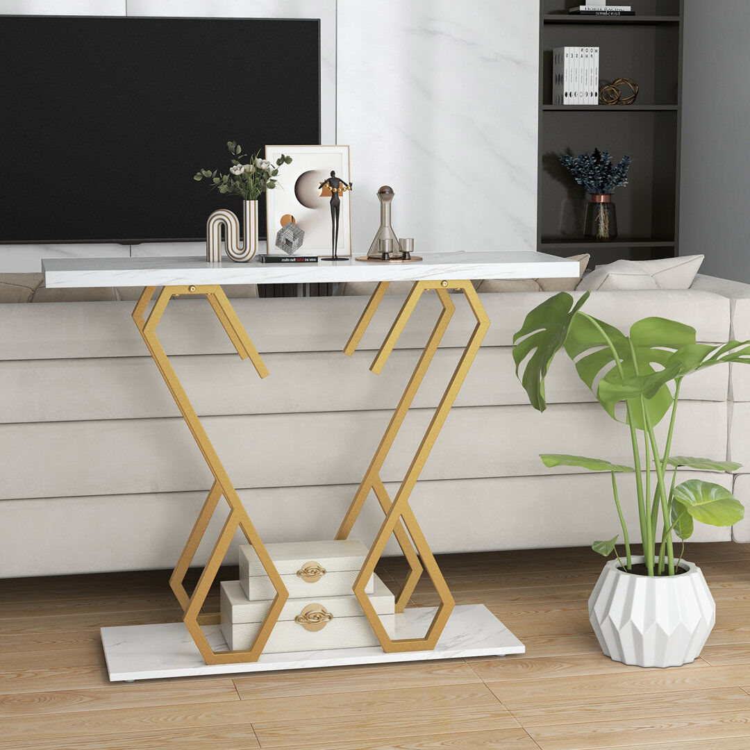 Fairmont Park Joncas 100cm Console Table Gold;White 80cm H X 100cm W X 30cm D