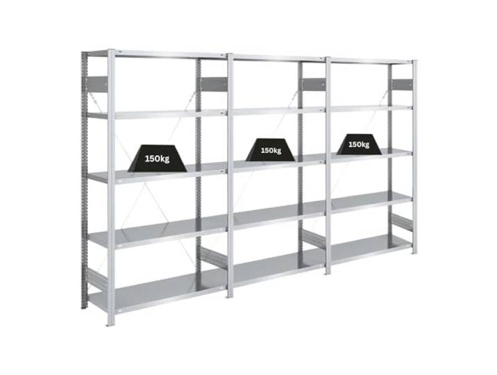 PROREGAL Schwerlastregal Silver Mamba Made in Germany HxBxT 200x300x40cm 5 Ebenen je 150kg Fachlast Verzinkt Lagerregal Kellerregal Metallregal Garagenregal Weitspannregal