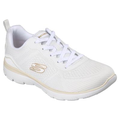 Sneaker SKECHERS "SUMMITS", Damen, Gr. 38, weiß (weiß, natur), Textil, Schuhe Sneaker, Schnürschuh, Freizeitschuh, Halbschuh mit Memory Foam