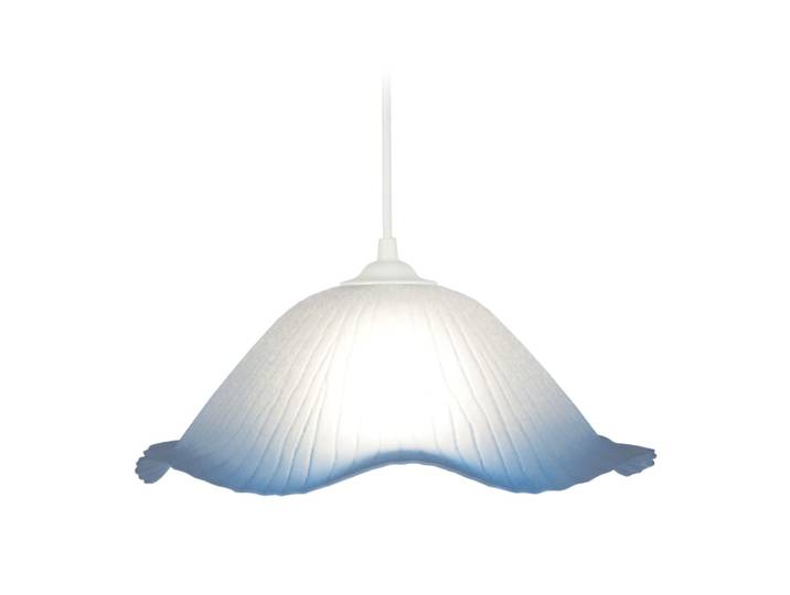 Suspension métal blanc abat-jour verre bleu