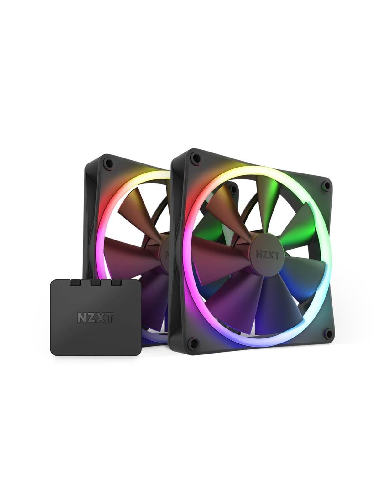 NZXT F140 RGB 2-pack & RGB Controller - Black - Gehäuselüfter - 140mm - Schwarz mit RGB LED - 33 dBA