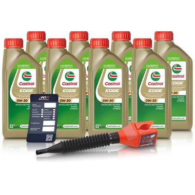 Castrol 8x 1 L EDGE 0W-30 + Ölwechsel-Anhänger + Einfülltrichter [Hersteller-Nr. 15F63B]