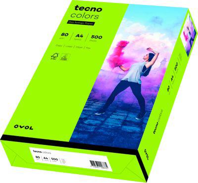 Farbiges Kopierpapier tecno colors, DIN A4, 80 g/m², leuchtendgrün, 500 Blatt