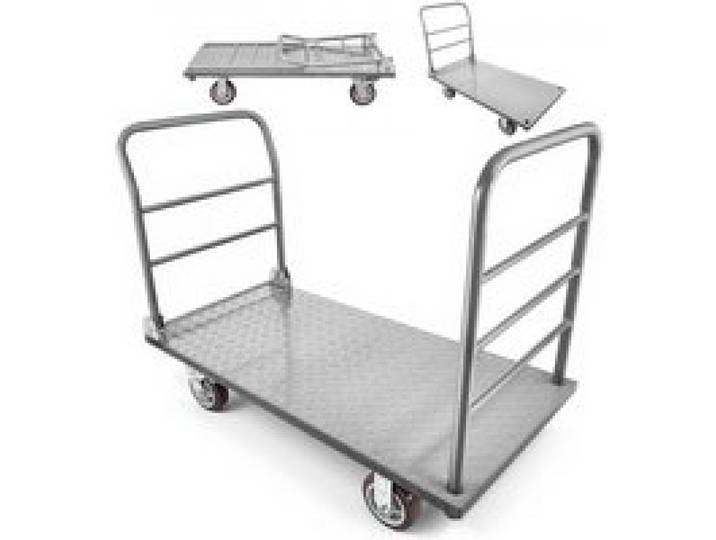 VEVOR opklapbare platformwagen 1202 kg, zware transportwagen met afneembare reling en zwenkwielen, industriële wagen, voor supermarkten, garages en magazijnen, 1220x610x920 mm rolwagen