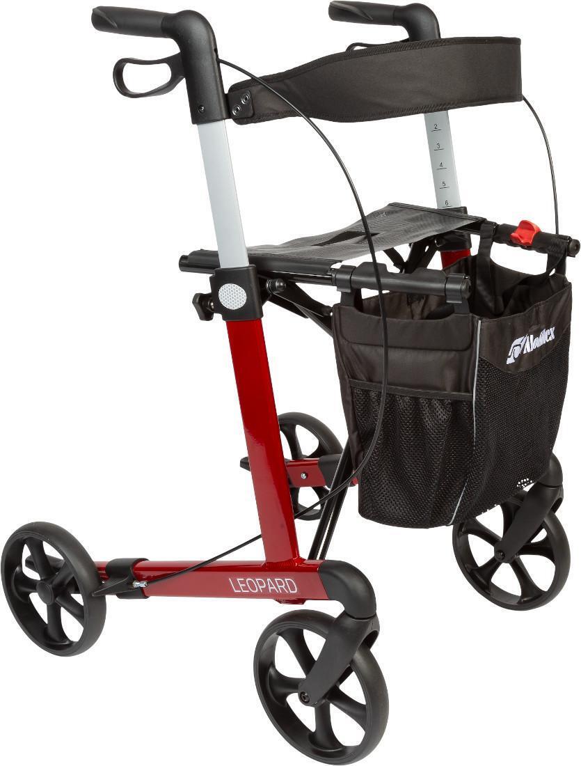 Rollator Mobilex Leopard mit Schleifbremse und Softrädern Rot