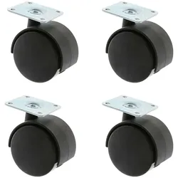MS Beschläge Möbelrolle Anschraubplatte Bürostuhlrolle Rolle Kunststoffrolle Ø35mm 4er Pack