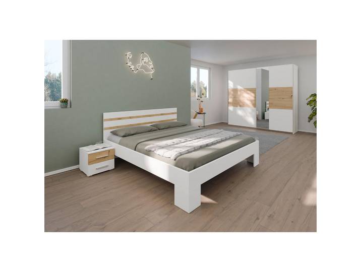 Schlafzimmer, Weiß, Eiche Artisan, 2 Fächer, 218 cm, in verschiedenen Holz-Dekoren erhältlich, Schlafzimmer, Schlafzimmer Komplett