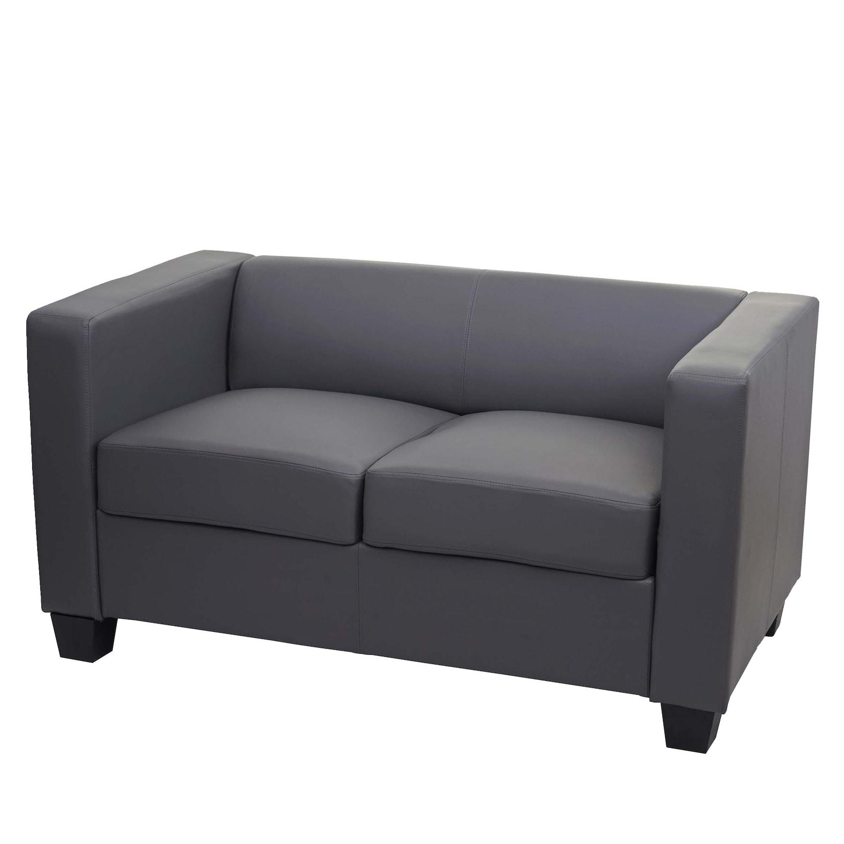2er Sofa Lille ~ Kunstleder, dunkelgrau