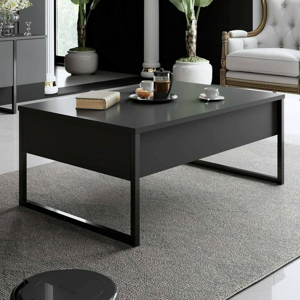 Dmora Table basse effet bois anthracite, noir 90x60 cm Noir 90x40x60cm