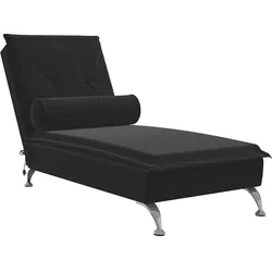 vidaXL Massage-Chaiselongue mit Nackenrolle Schwarz Samt