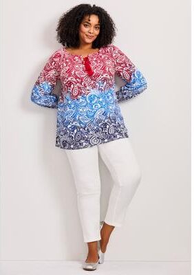 Plus Size Women's Ombre Print Top by Avenue in Americana Ombre Paisley (Size 16)