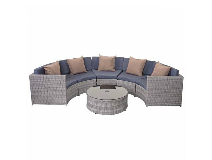 POLY-RATTAN GARNITUR RUND Grau, Anthrazit, Beige