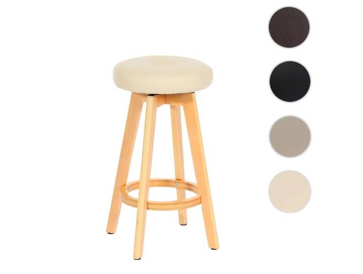 Tabouret de bar Navan bois similicuir pivotant crème pieds clairs