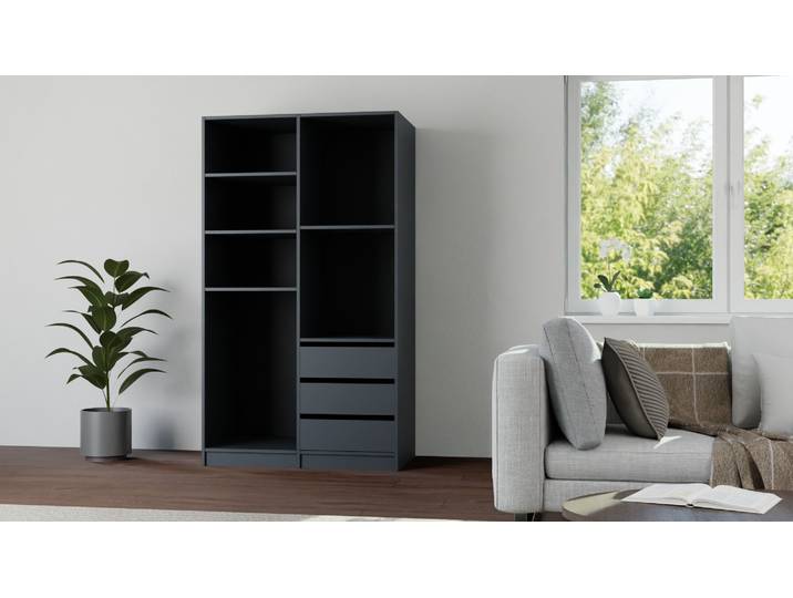 Armoire penderie ouverte sur mesure Mélaminé premium Noir