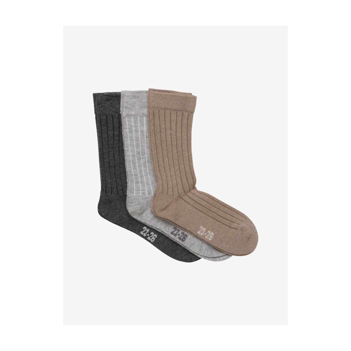 Minymo Wool Socks - rib 3-pack grey melange (123) 27\30 5980-123-27\30
