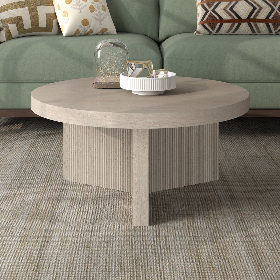 Fjørde & Co Pedestal Coffee Table Cream 38.1cm H X 81.28cm W X 81.28cm D