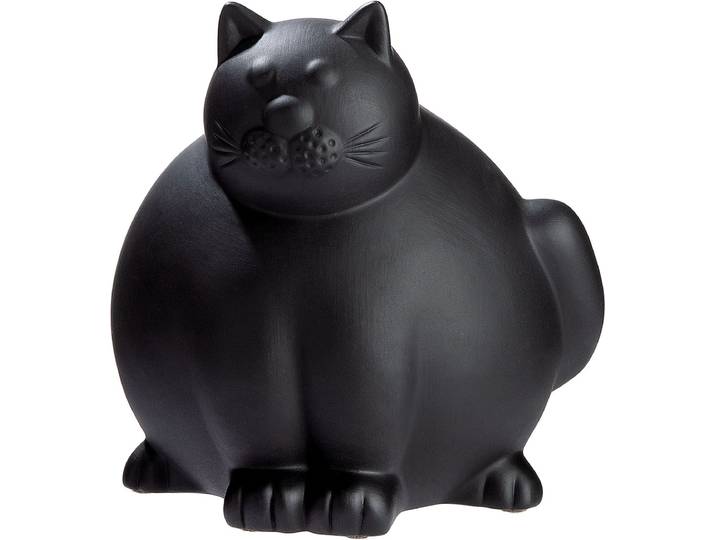 Skulptur GILDE Figur Katze Molli , schwarz, B:27cm H:30cm T:26cm, Keramik, Dekofiguren, Skulptur